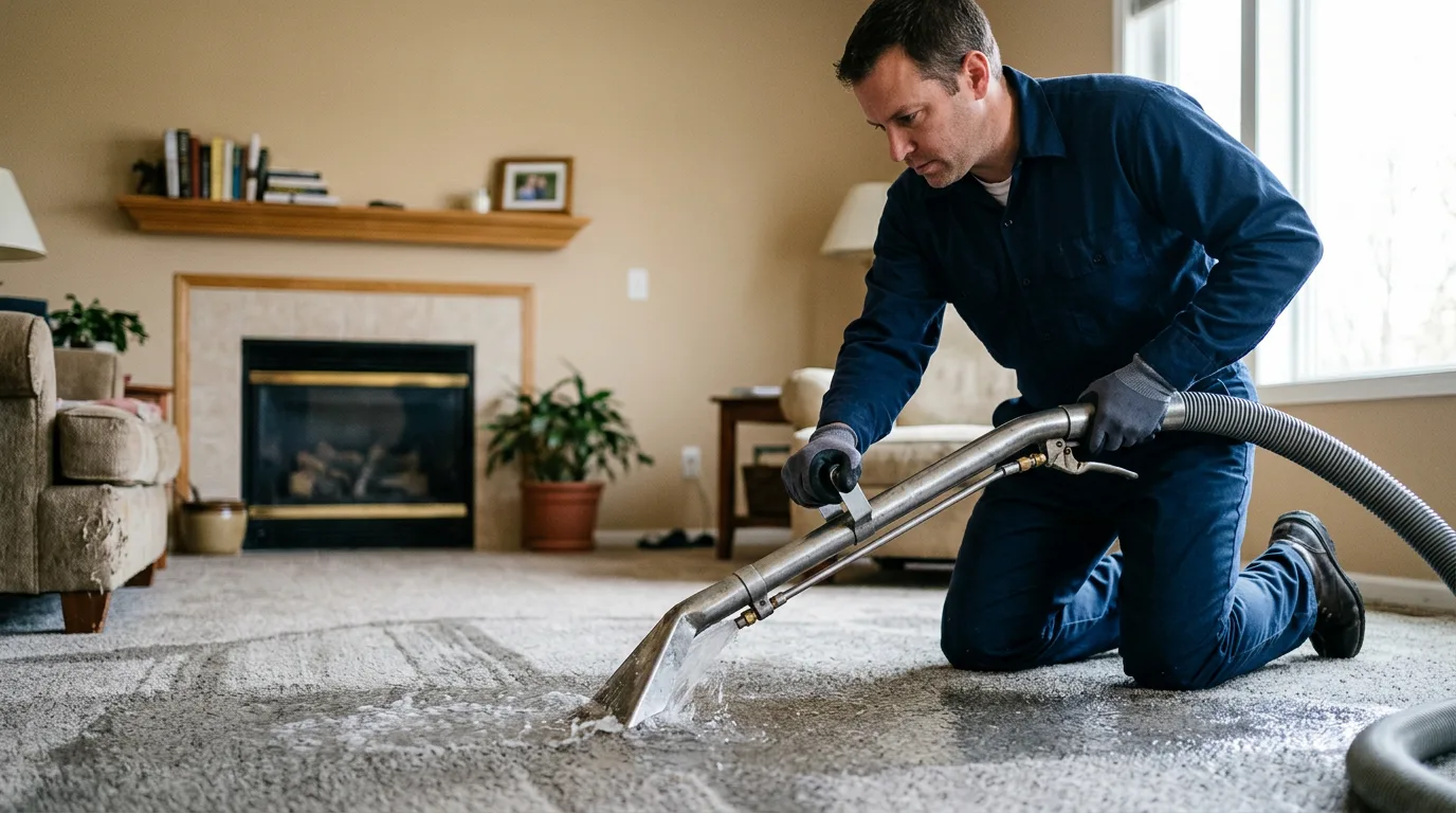 Water damage restoration technician working near Kensington, OH